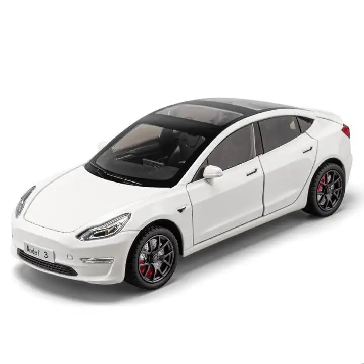 1.24 -Tesla Model 3 Scale Exclusive Alloy Metal Pull Back Die-cast Car Multicolor