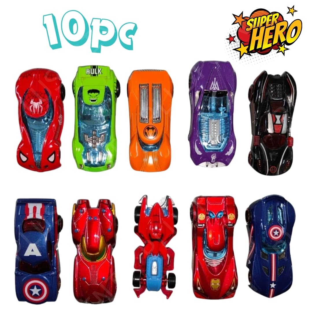 Metal Avenger Racing Cars Toys - Alloy Push N Go Mini 10 Car Set (10Pcs)