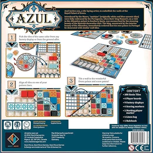 Azul Board Game – Strategy Tile Placement Game for 2-4 Players, Fun, Family, Friends Game