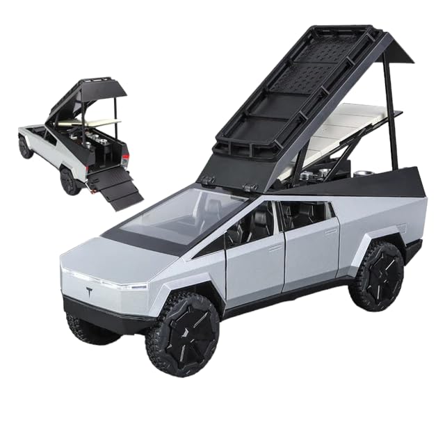 1:24 Tesla Cybertruck with Pick-Up Trailer scale model car | Assorted Colors