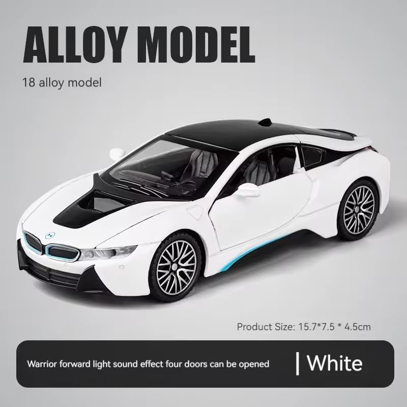 1:32 BMW I8 Toy Car Metal Pull Back Diecast Car Multicolor