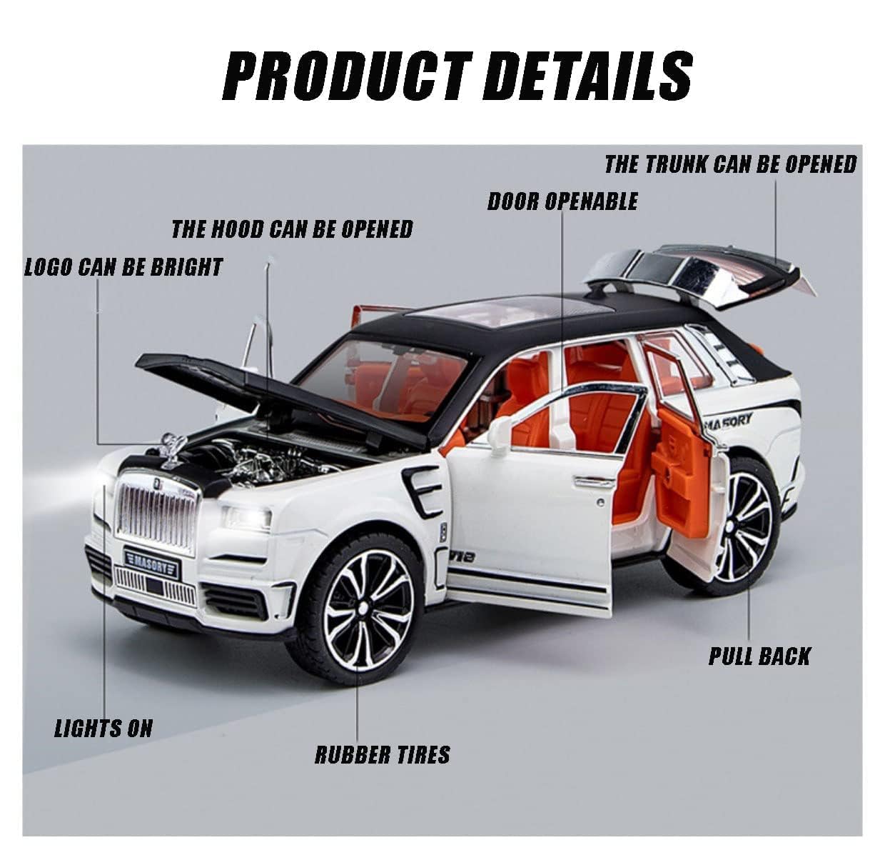 1:32 Rolls-Royce Cullinan Mansory Metal Pull Back Die-cast car toy collectible