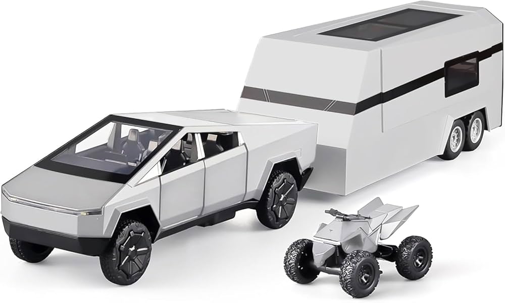 1:24 Tesla Cybertruck with Pick-Up Trailer scale model car | Assorted Colors