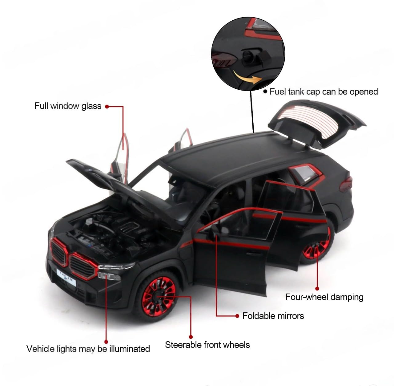 1:24 Big BMW Xm SUV Toy Car Metal Pull Back Diecast Car for collecters