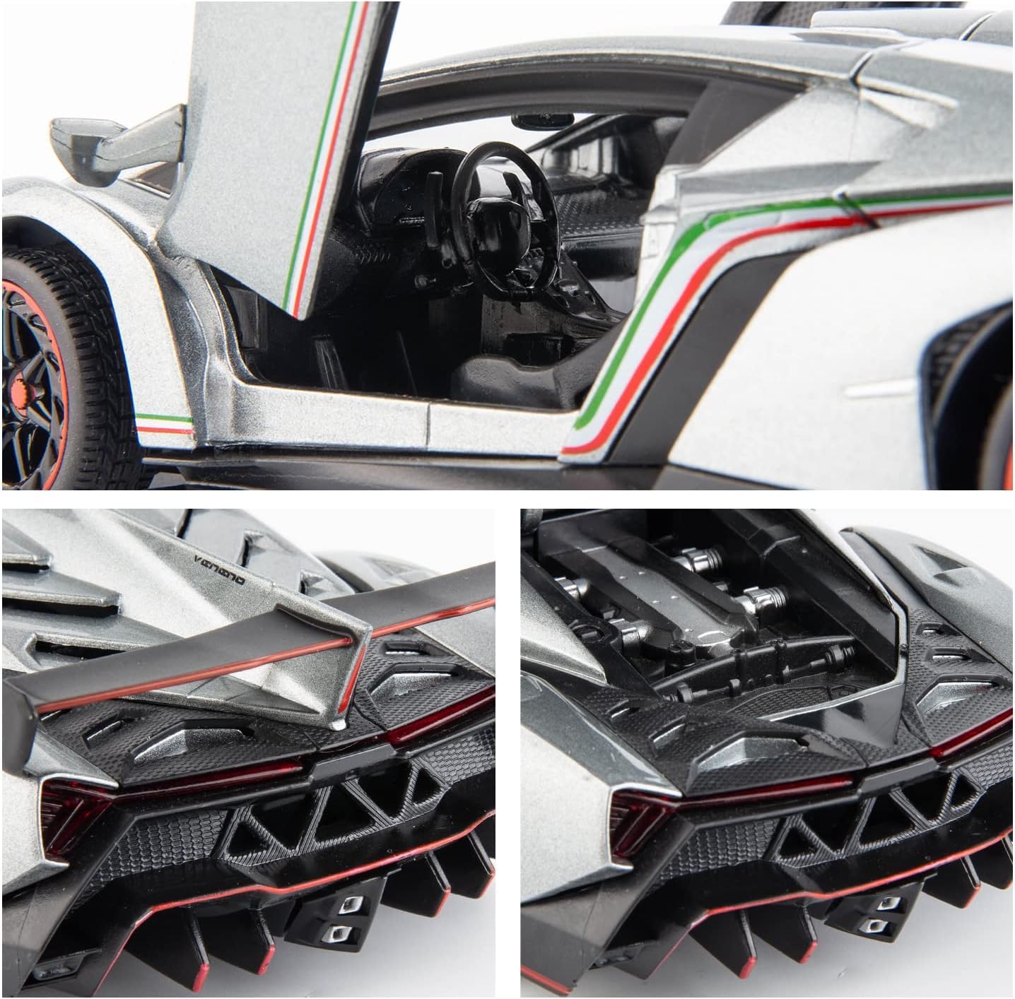1:24 Lamborghini VANENO Metal Pull Back Diecast Car Multicolor