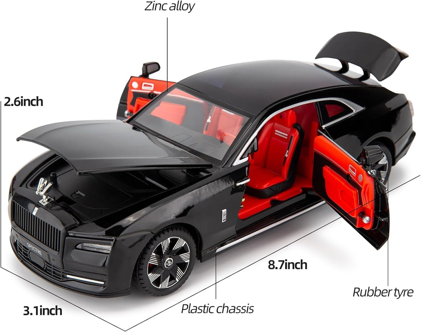 1:24 Big Size Rolls-Royce Spectre Scale Model Car multicolors