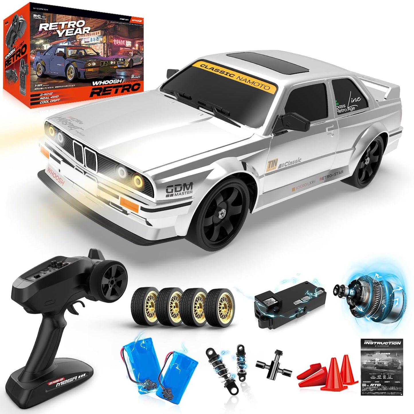 1/16 Fast RC Cars for Adults, RC Drift Car with ESP Gyro, 50KM/H High-Speed 4WD