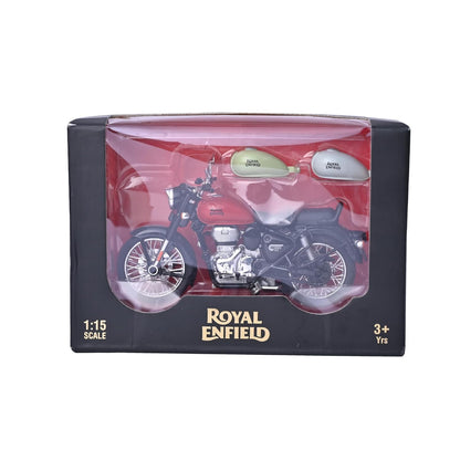 1:15 Original Royal Enfield Classic 350 Motorcycle – Interchangeable Tanks, Moving Handle & Pull Back Action | Realistic Mini Bike Model |