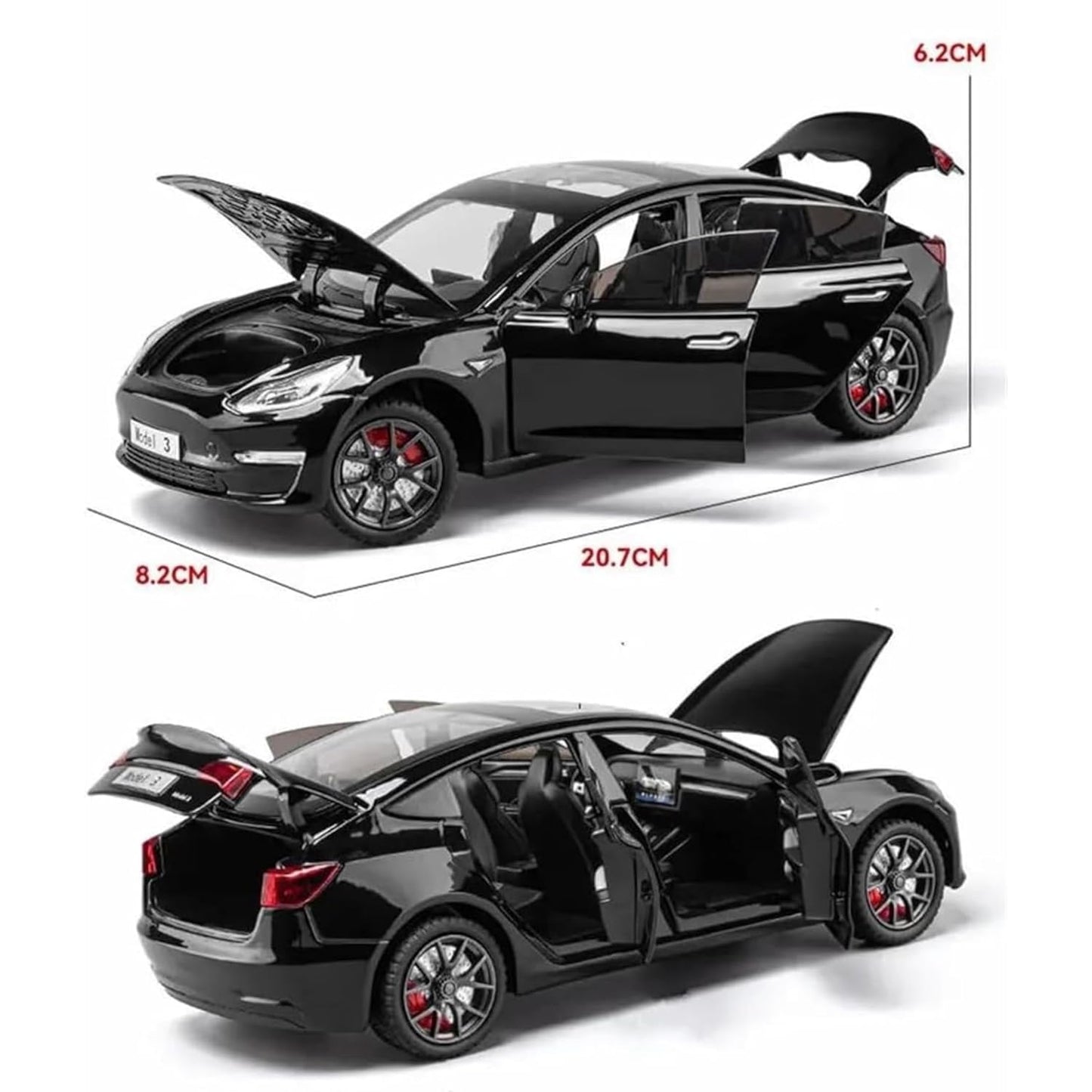 1.24 -Tesla Model 3 Scale Exclusive Alloy Metal Pull Back Die-cast Car Multicolor
