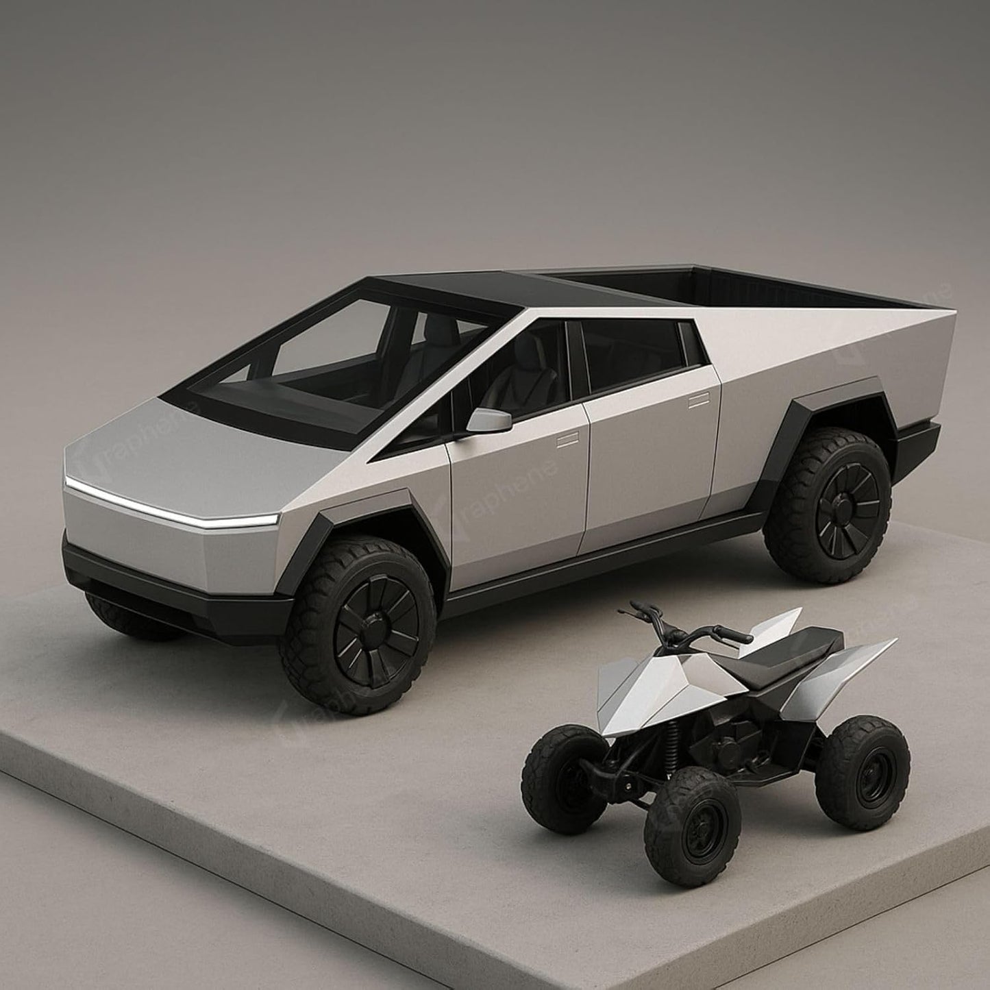1:24 Tesla Cybertruck with Pick-Up Trailer scale model car | Assorted Colors