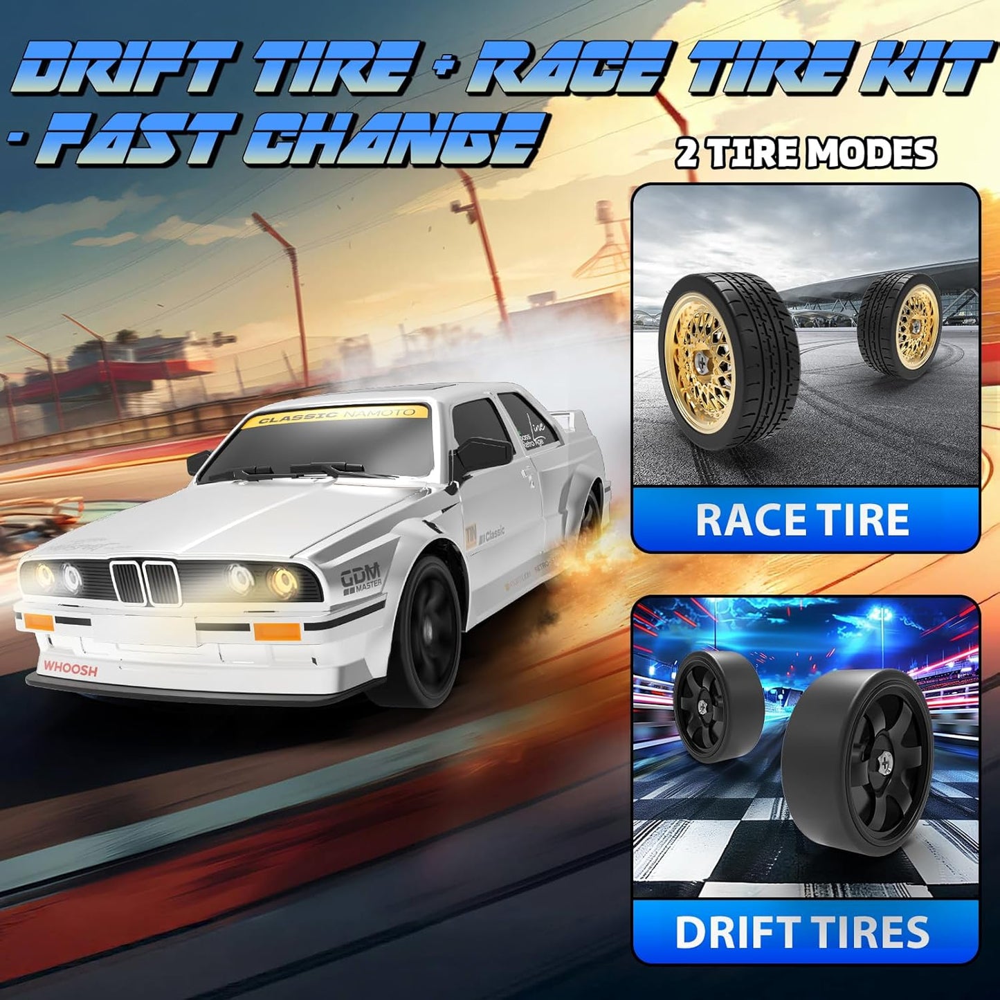 1/16 Fast RC Cars for Adults, RC Drift Car with ESP Gyro, 50KM/H High-Speed 4WD