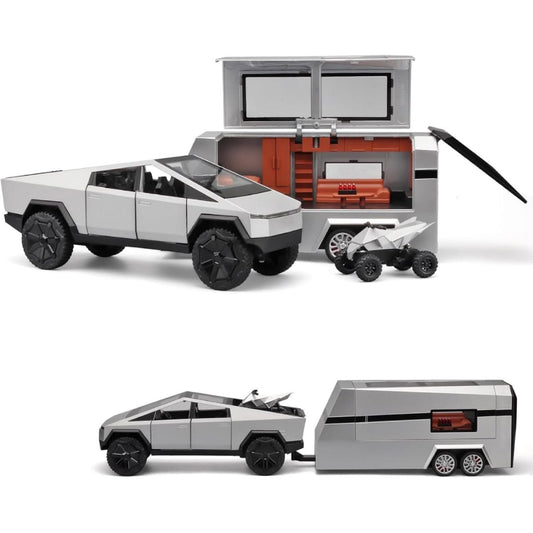 1:24 Tesla Cybertruck with Pick-Up Trailer scale model car | Assorted Colors